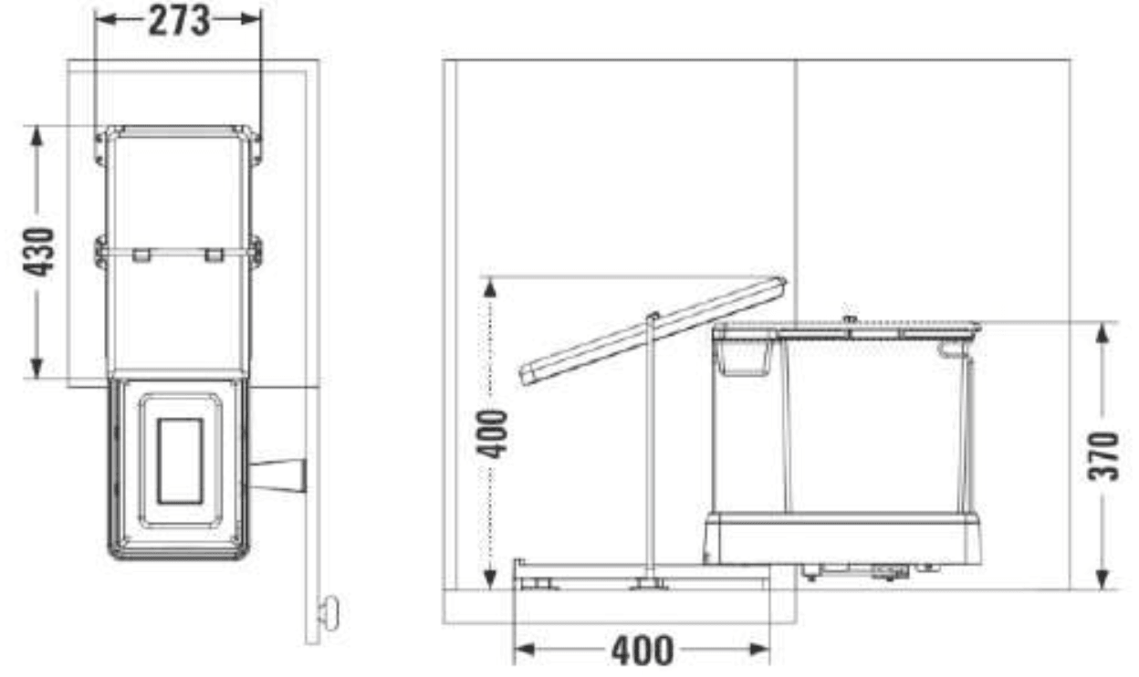 Carrier 16 + 1 lt Otomatik Mekanizmalı Raylı Çöp Kovası - Furnicept