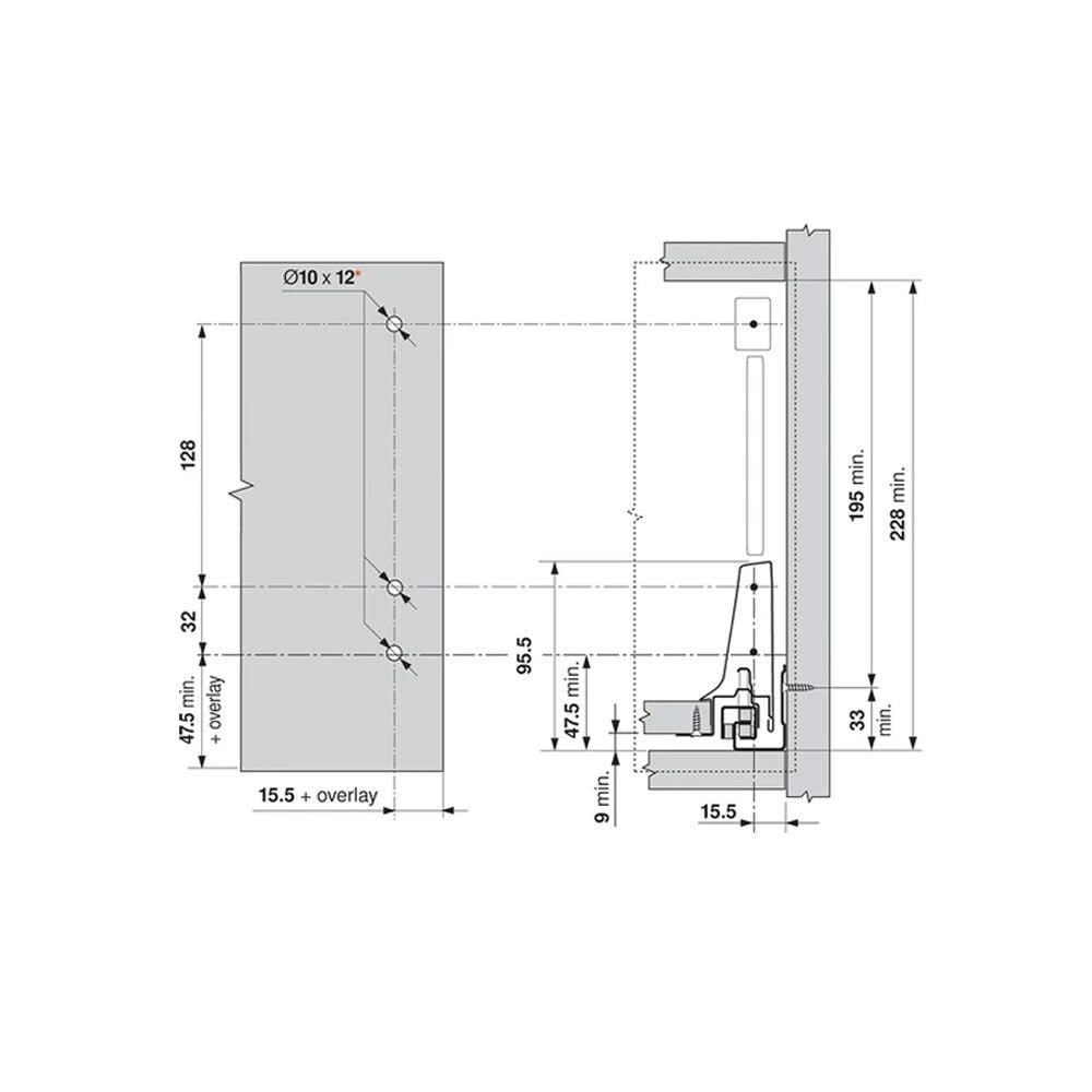 TANDEMBOX Bordür Arkalık Tutucu 450mm Nikel - Furnicept