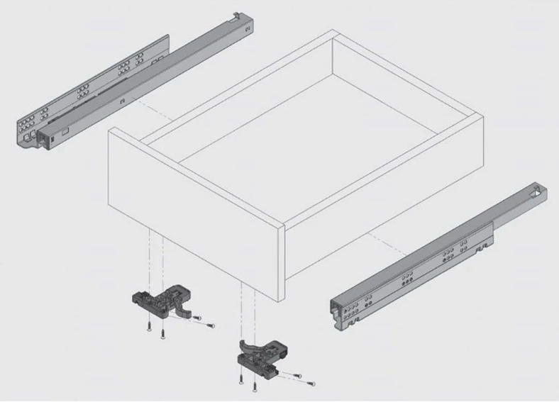 Ultimade Slide 40cm Kısmi Açılım Tandem Ray (Mandal Dahil) - Furnicept