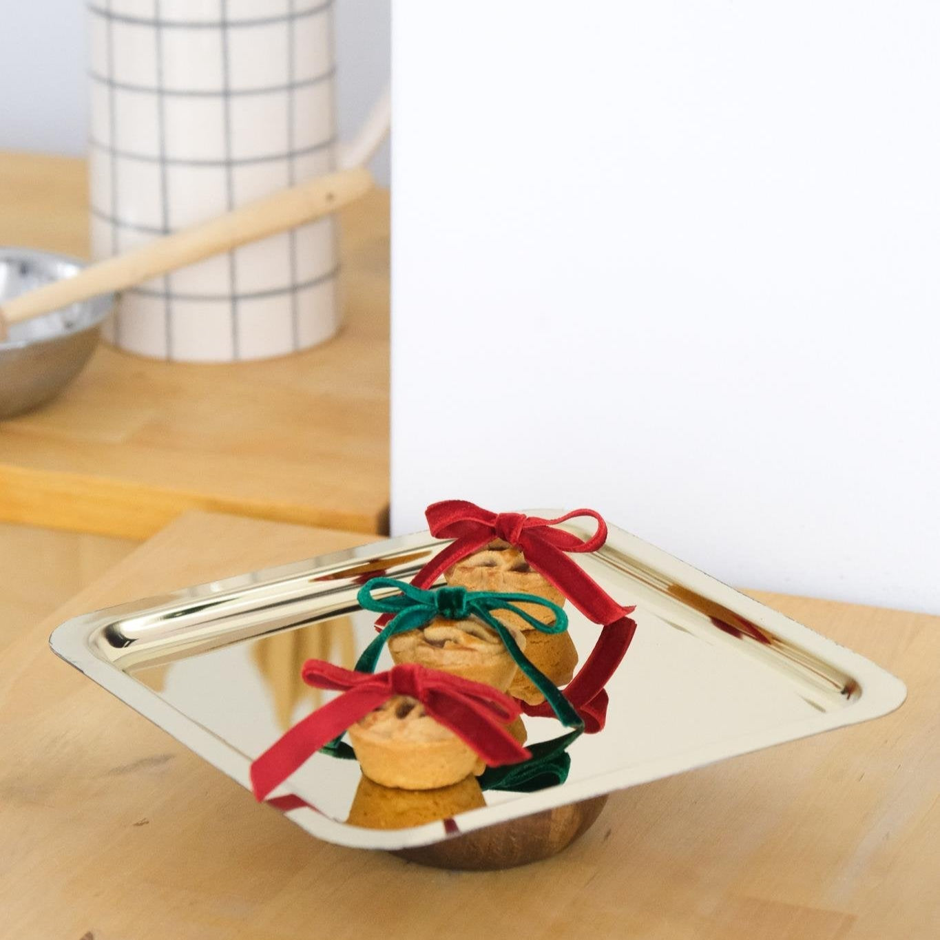 Square Tray with Wooden Legs