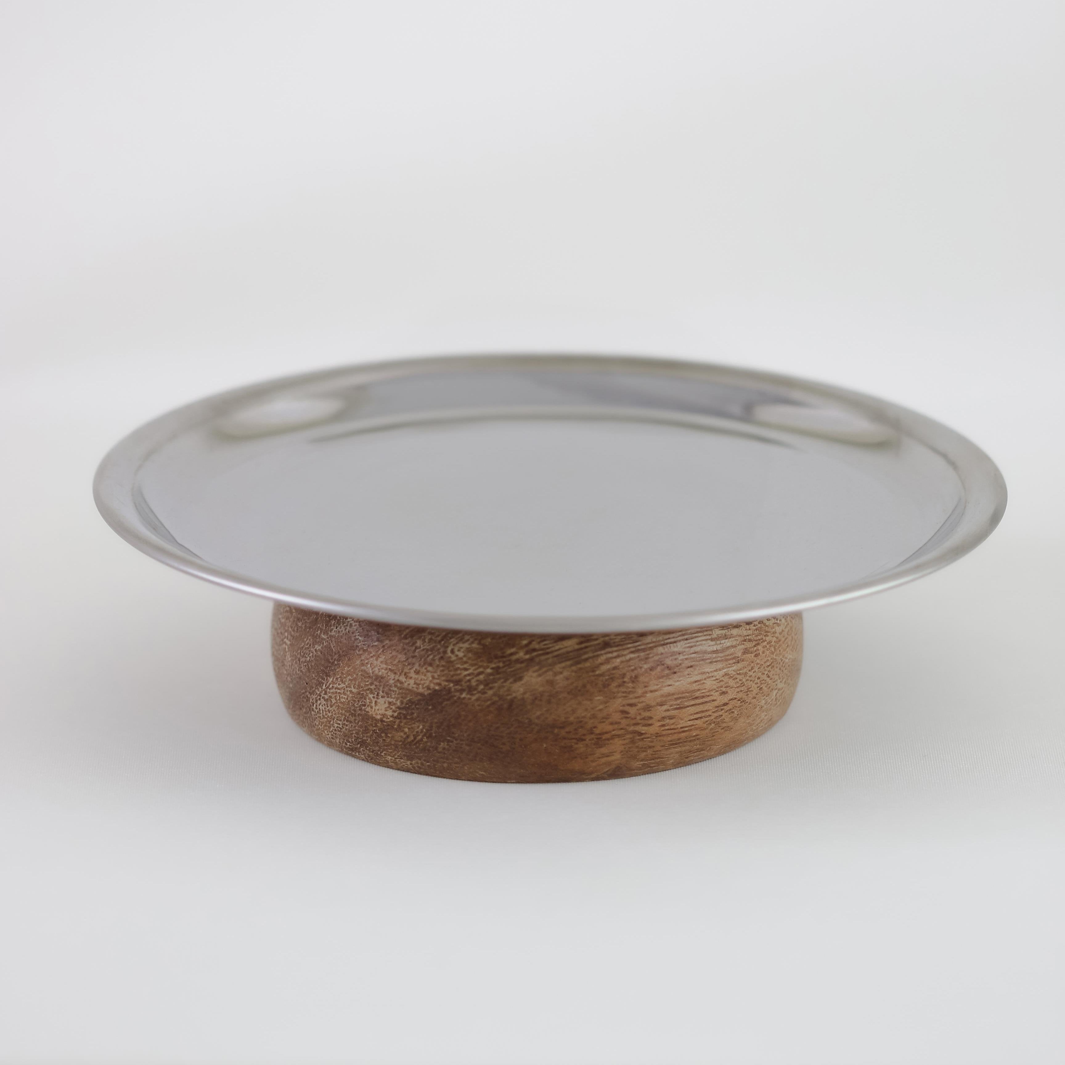 Wooden Leg Round Tray L