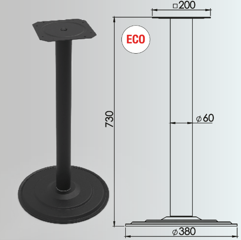 730x60mm Yuvarlak Taban Masa Ayağı 2'li Takım - Furnicept