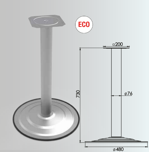 730x76mm Yuvarlak Taban Eko Masa Ayağı 2'li Takım - Furnicept