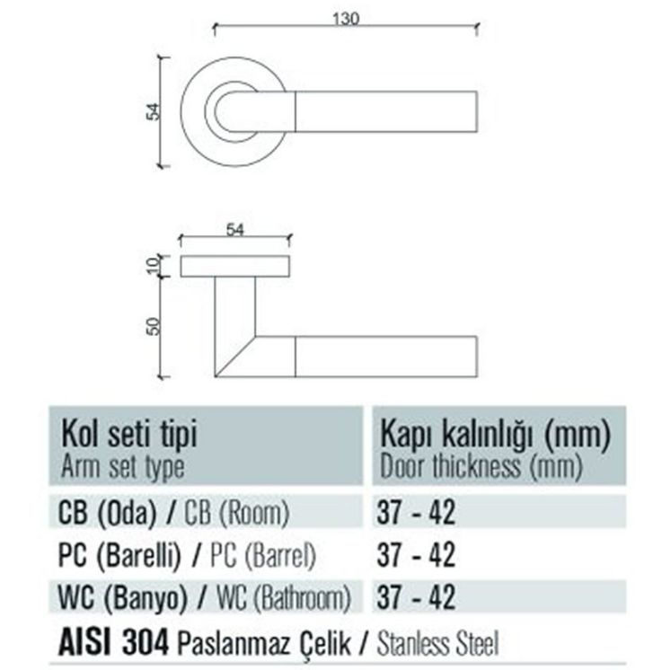 206L Noktalı Saten Krom Kapı Kolu - Furnicept