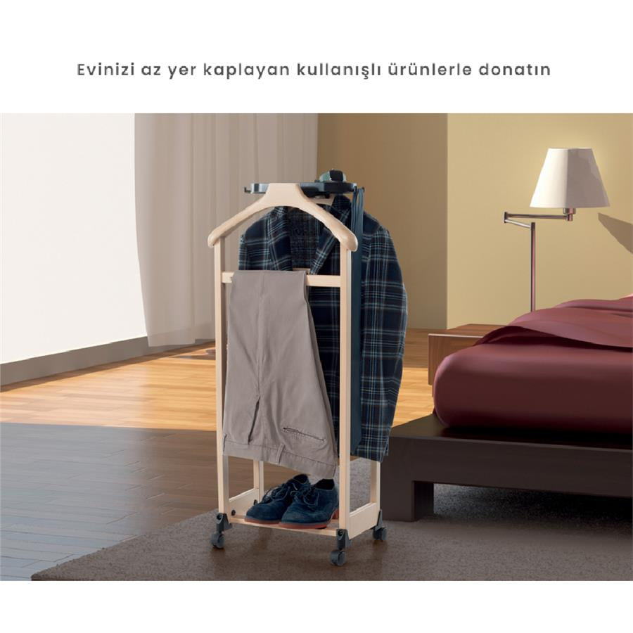 Ilmettinsieme'Si, Wooden Dumb Butler with Two Shoulders for Hanging Jackets and Shirts