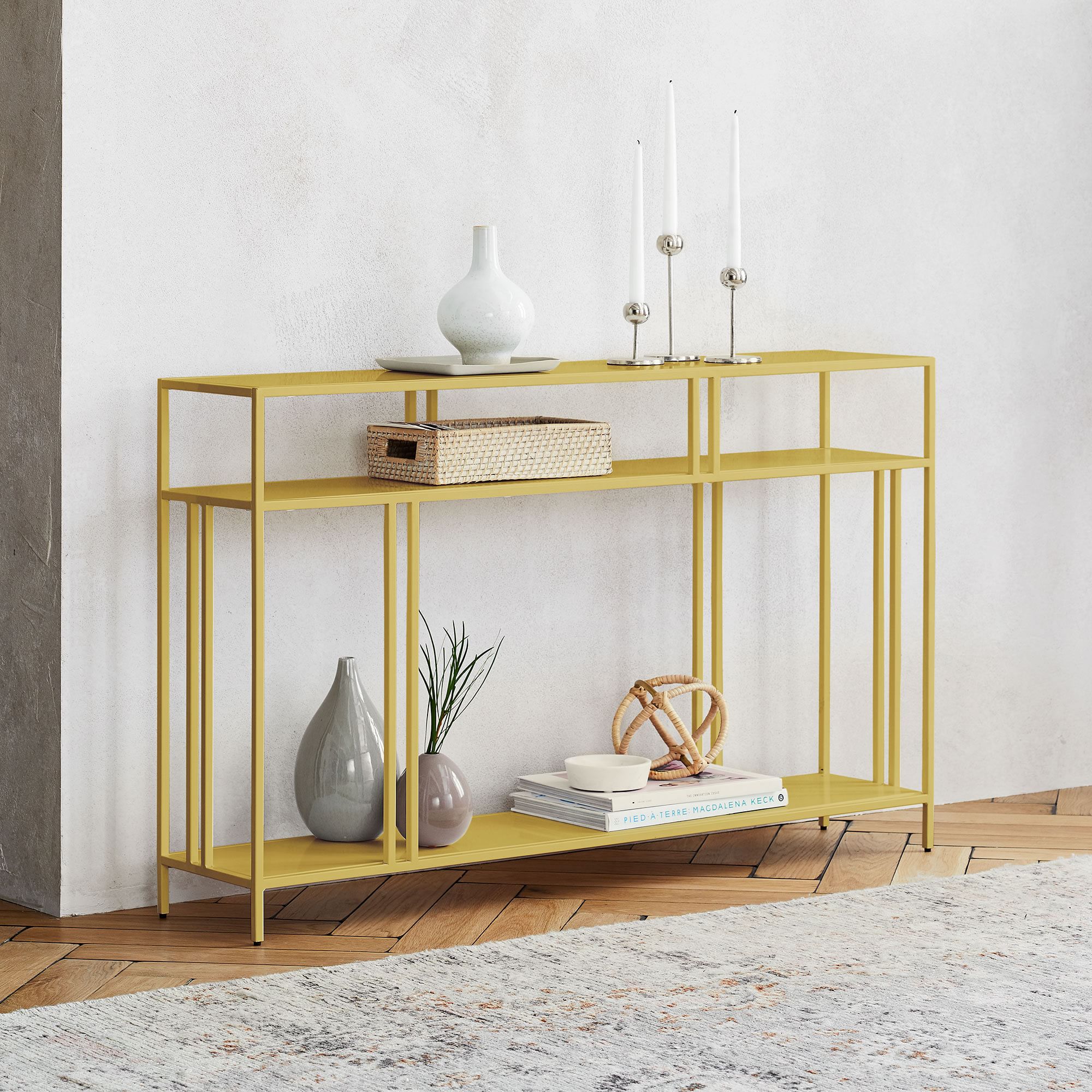 Everyday Yellow Metal Dresser Console