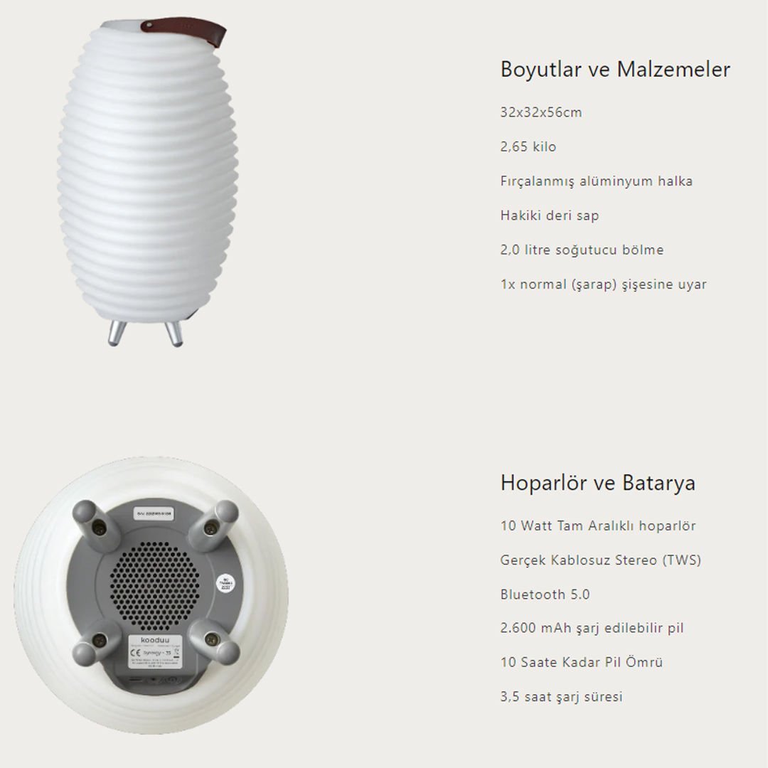 Synergy 50 Fl Taşınabilir Şarjlı Led Lamba - Soğutucu - Bluetooth Hoparlör - Furnicept