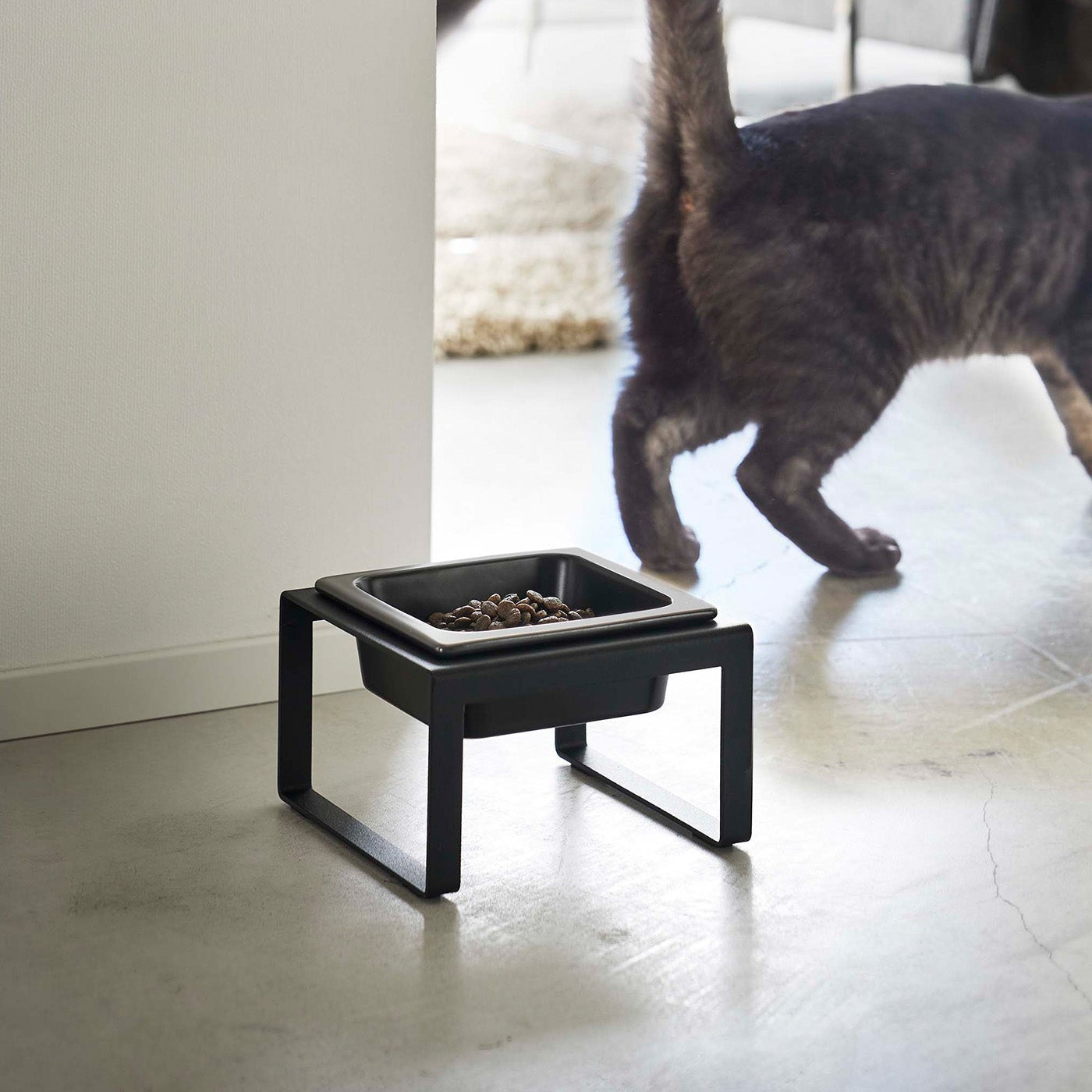 Tower Pet Food Bowl Stand Single Black