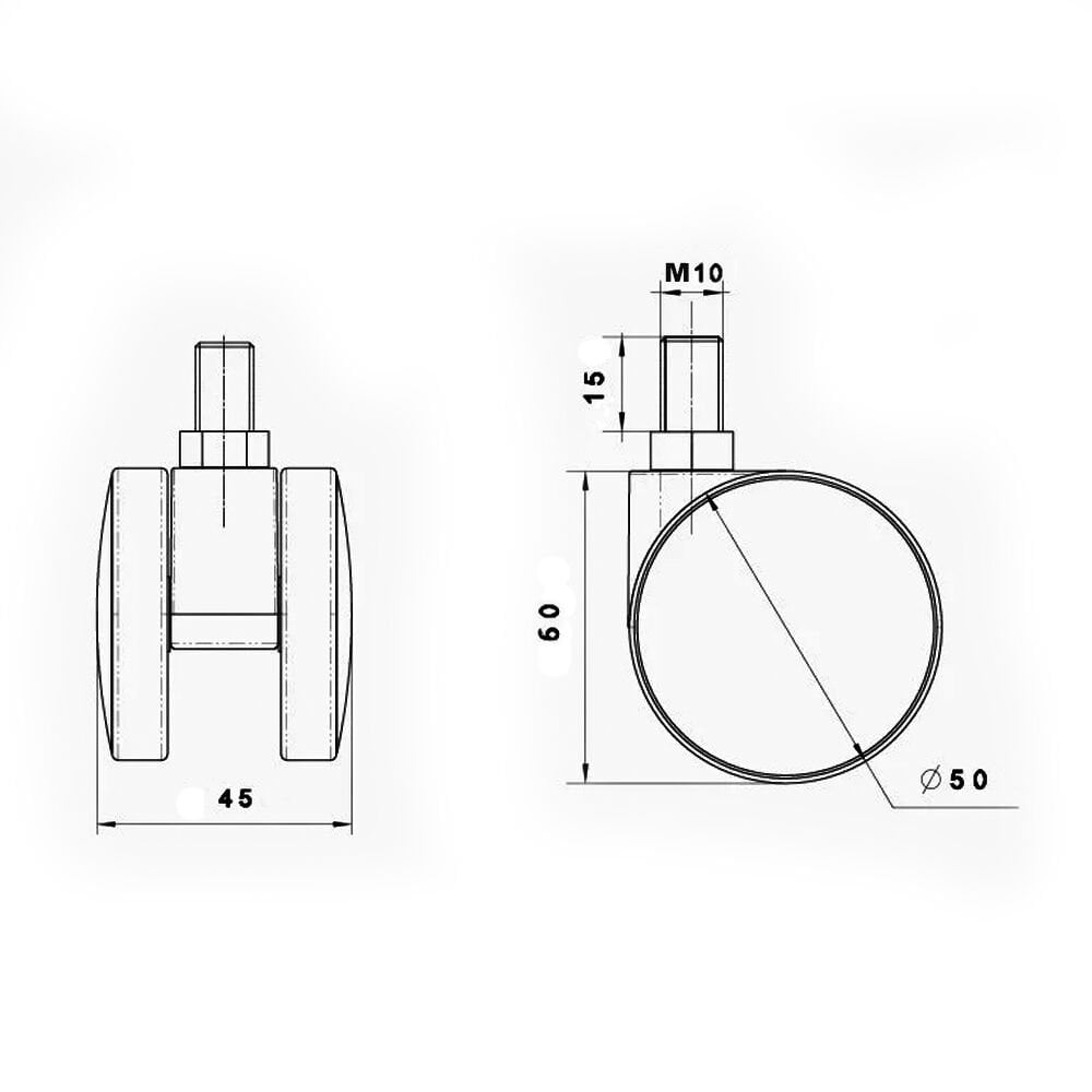 Mekar M10 Cıvatalı Teker Büyük 55 mm 4 Adet - Furnicept